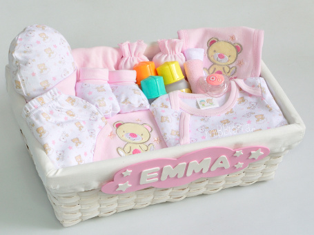 Cesta Bebe Ositos Y Estrellas Regalo De Nacimiento