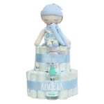tarta de pañales muñeca azul