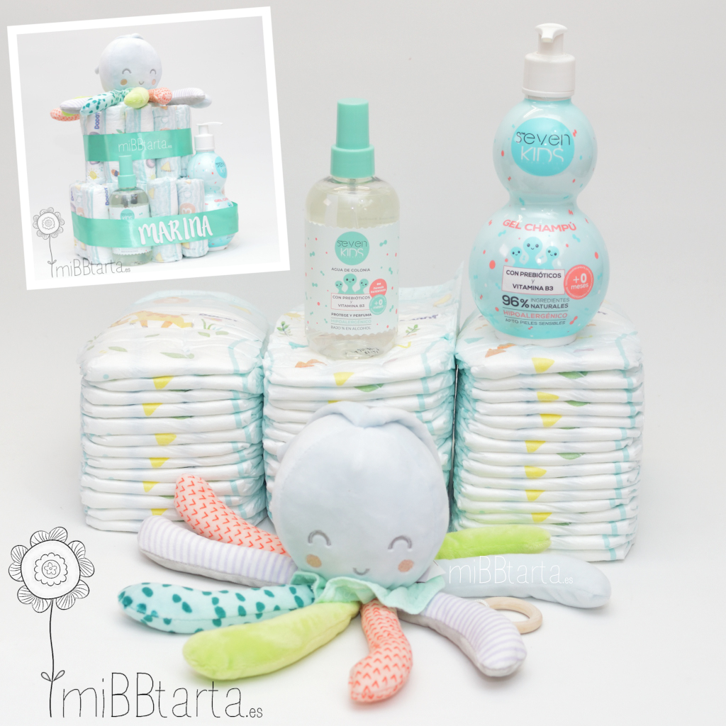 Tarta pañales Seven Kids