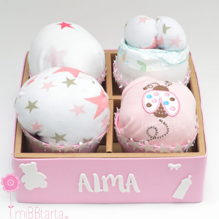 caja nacimiento bebé cupcakes