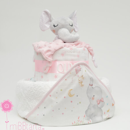 tarta pañales capa baño niña