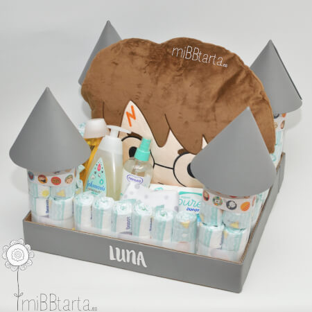 Tarta de pañales Castillo Harry Potter