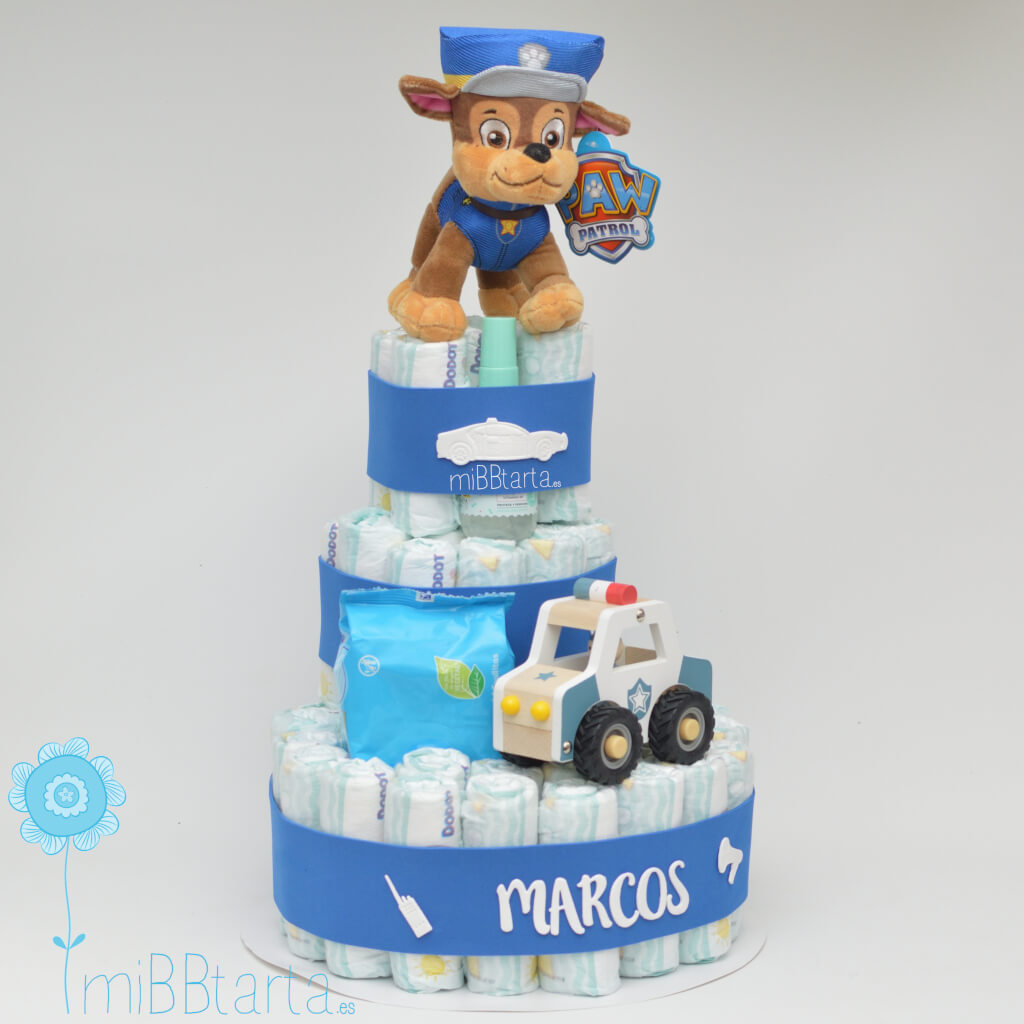 Tarta de pañales patrulla canina