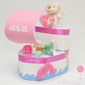 barco pañales rosa