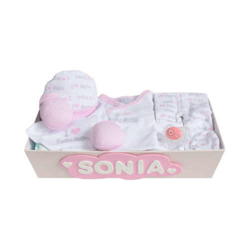 Cesta de bebé Mamá y Papá