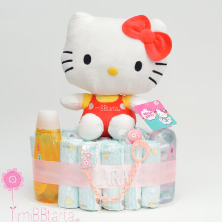 pastel de pañales hello kitty