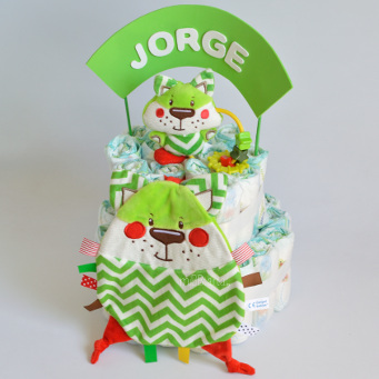 tarta de pañales de dos pisos