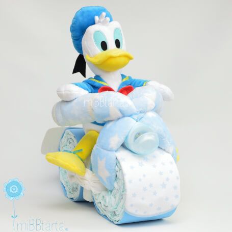 tarta de pañales Disney moto Donald