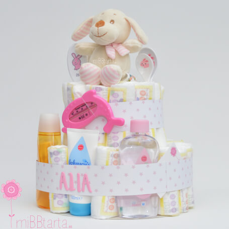 tarta de pañales rosa