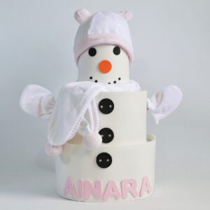 Tarta de pañales niña muñeco de nieve