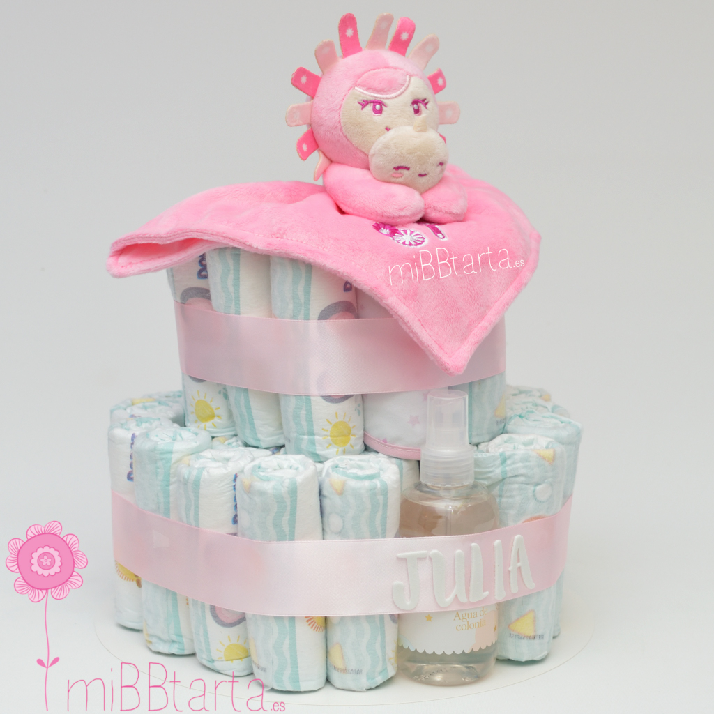 Tarta de pañales Pilarín rosa