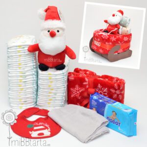 Tarta de pañales trineo