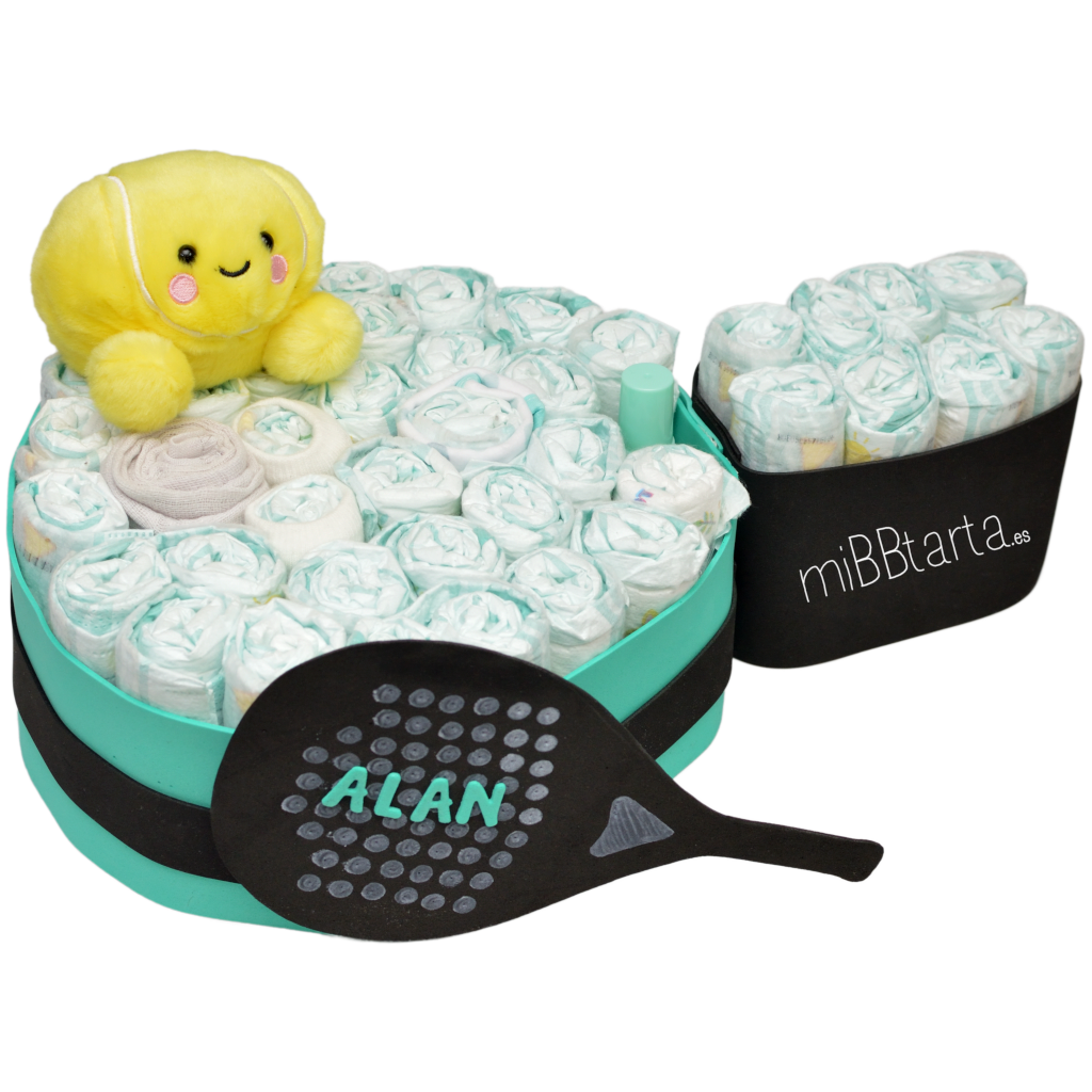 Tarta de pañales pala de pádel